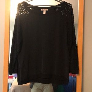 Black silk top with lace